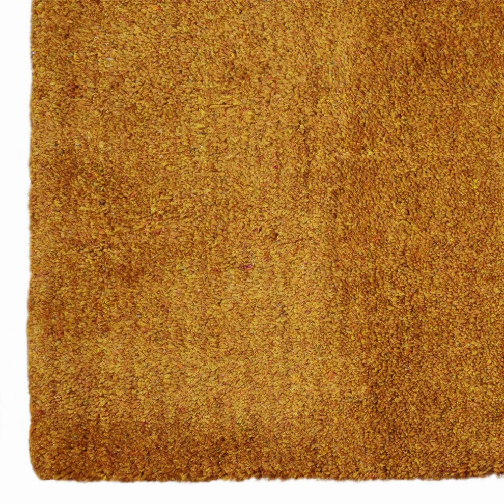 Hand Knotted Loom Silk Mix Area Rug Solid Gold