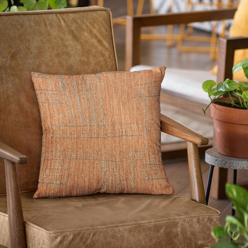 Plutus Orange Lux Geometric Luxury Throw Pillow, 22"x22"