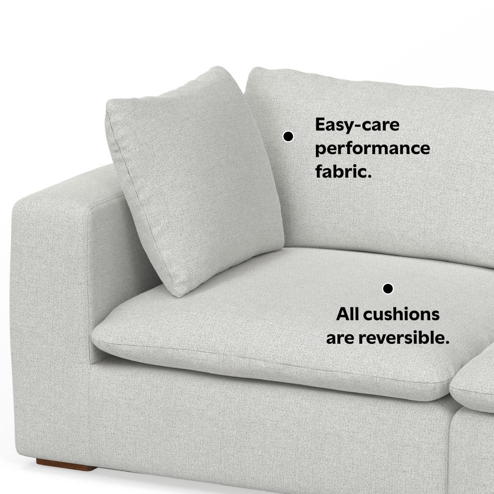 Jasmine 3-Seater Modular Sofa in Performance Fabric, Cloud Gray