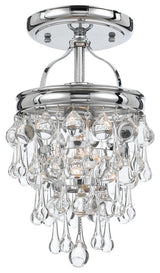 Calypso 1 Light Ceiling Mount in Polished Chrome with Clear Glass Drops Crystal
