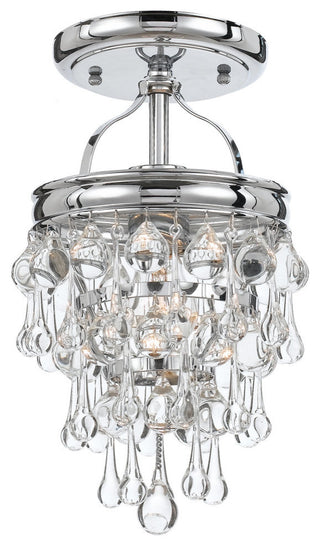 Calypso 1 Light Ceiling Mount in Polished Chrome with Clear Glass Drops Crystal