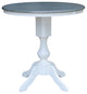 36" Round Top Pedestal Counter Height Dining Table with 12" Leaf