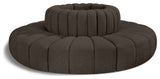 Arc Upholstered Outward Curved Modular Sectional, Brown, 8-Piece: Reverse Corner (8), Boucle Fabric