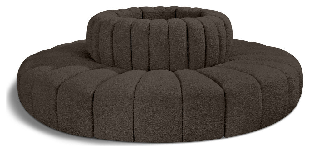 Arc Upholstered Outward Curved Modular Sectional, Brown, 8-Piece: Reverse Corner (8), Boucle Fabric