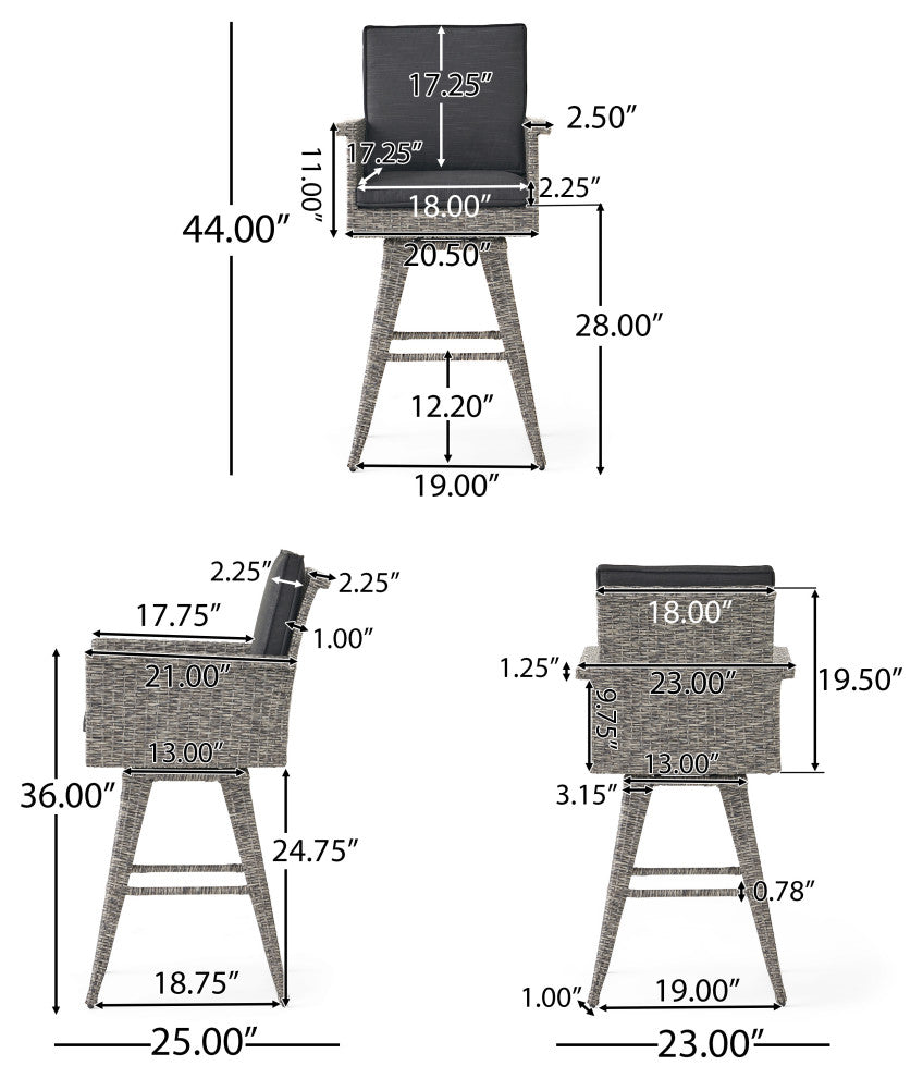 GDF Studio 5-Piece Venice Outdoor Wicker Dining Bar Set
