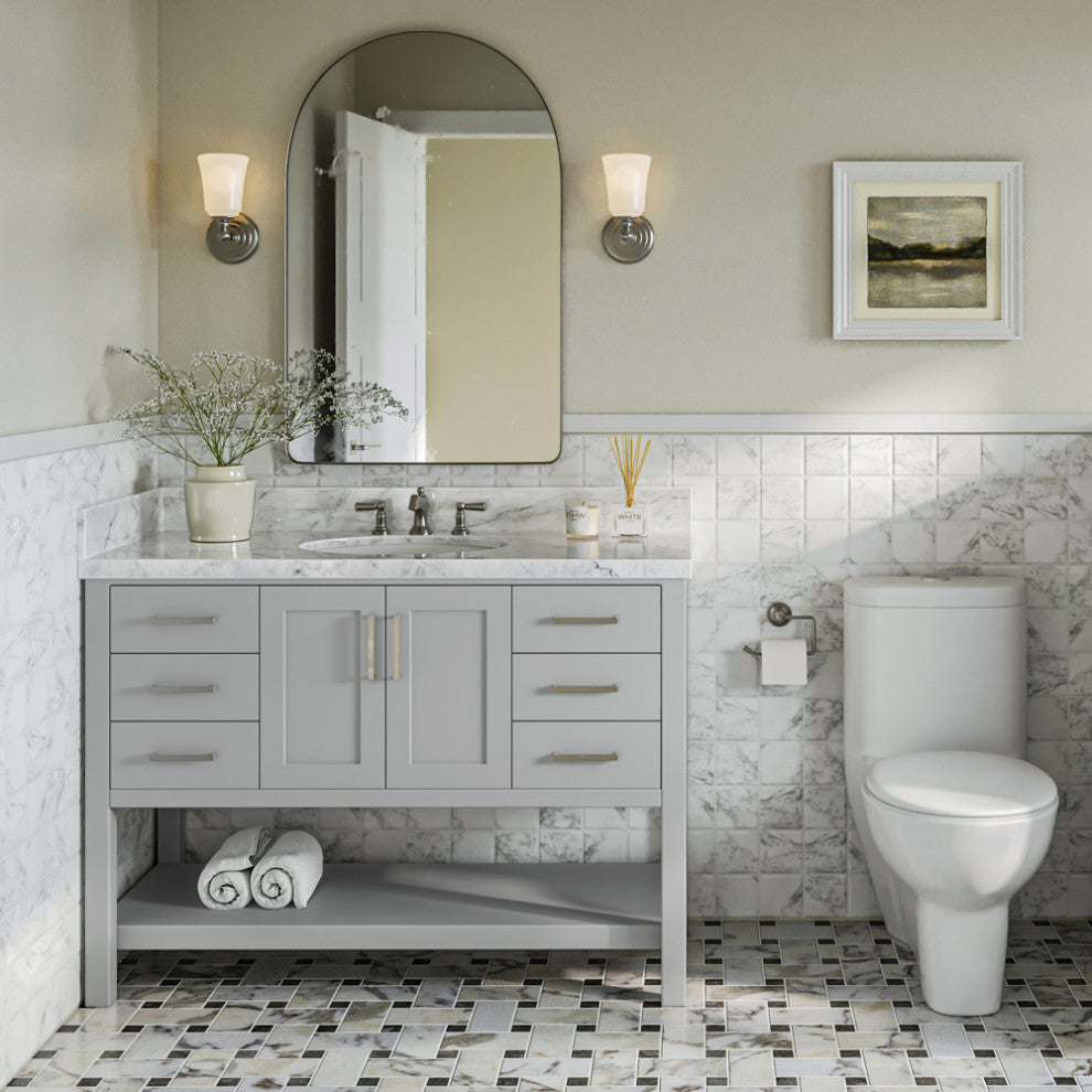 Ariel Magnolia 49" Oval Sink Bath Vanity Carrara Marble Gray