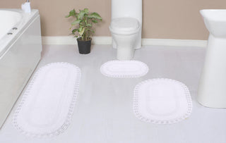 Hampton Crochet Reversible Bath Rug, 3-Piece Set With Runner, White