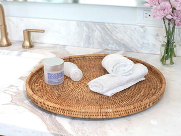 Artifacts Rattan™ Round Flat Tray, Honey Brown, 14"x14"x1"