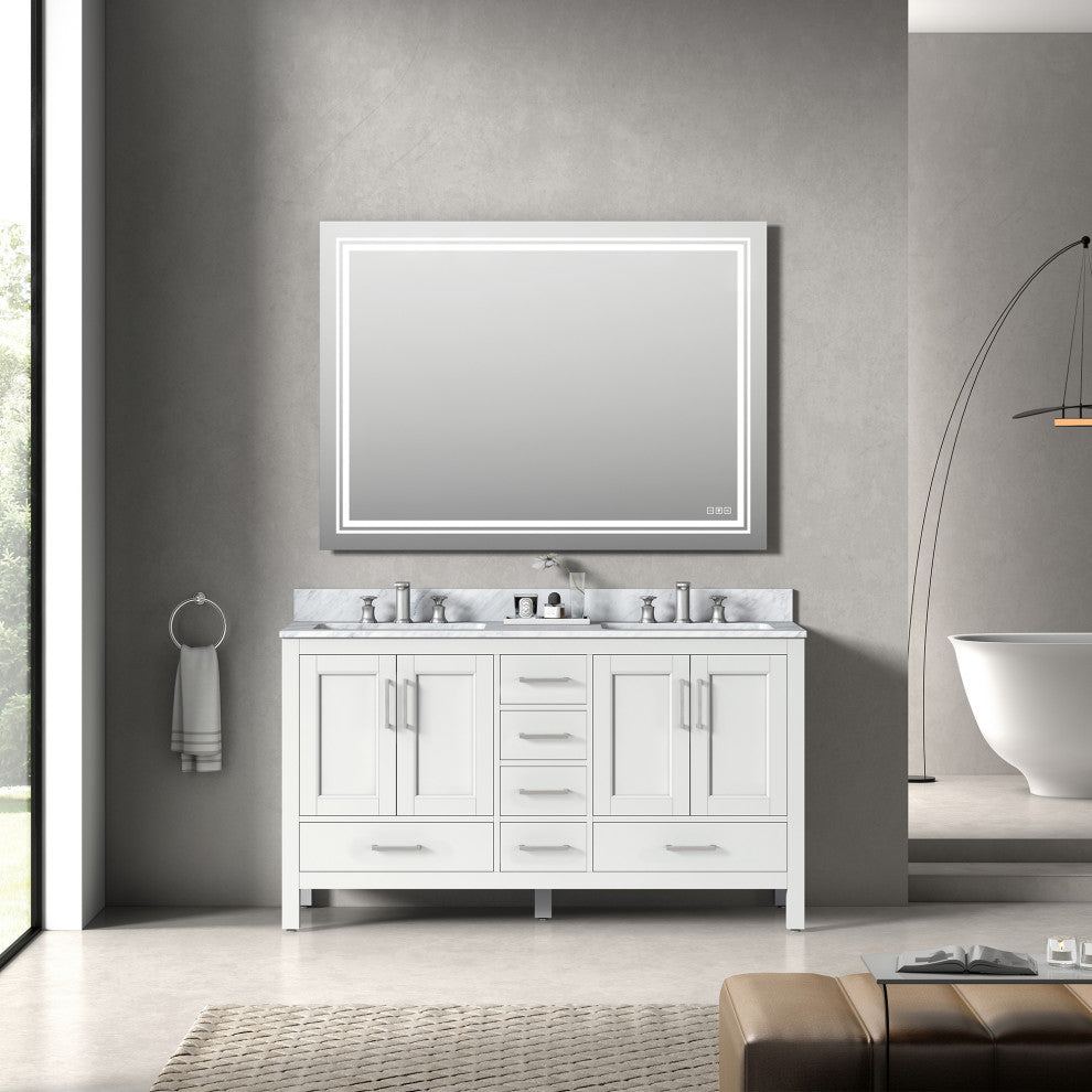 60" Plywood Freestanding Bathroom Vanity Set with Drawer and Doors , Matte White