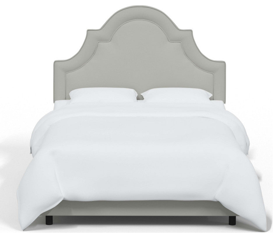 High Arched Bed With Border, Velvet Light Gray, California King