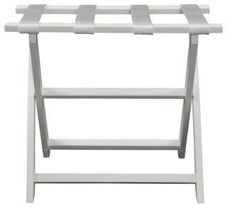 HomeRoots Earth Friendly White Folding Luggage Rack With White Straps
