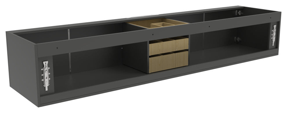 CastelloUSA Alpine 84" Wall Mounted Vanity, Base Only, Black, Chrome Handles