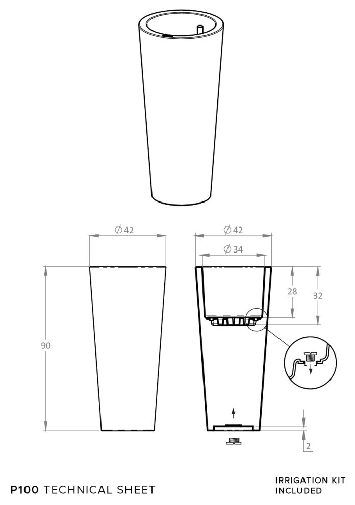 CLIMA Commercial Grade Cone Planter, 36" Height