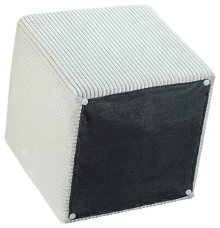 Roy Microsuede Fabric Upholsetered Ottoman/Stool, Cream, Square
