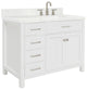 Ariel Bristol 42" Single Right Rectangle Sink Bathroom Vanity, Carrara Quartz
