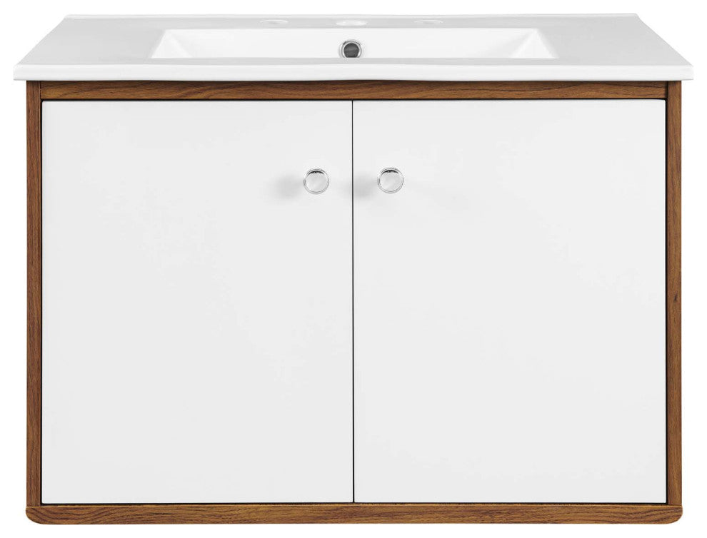 Transmit 30" Wall-Mount Bathroom Vanity - Walnut White