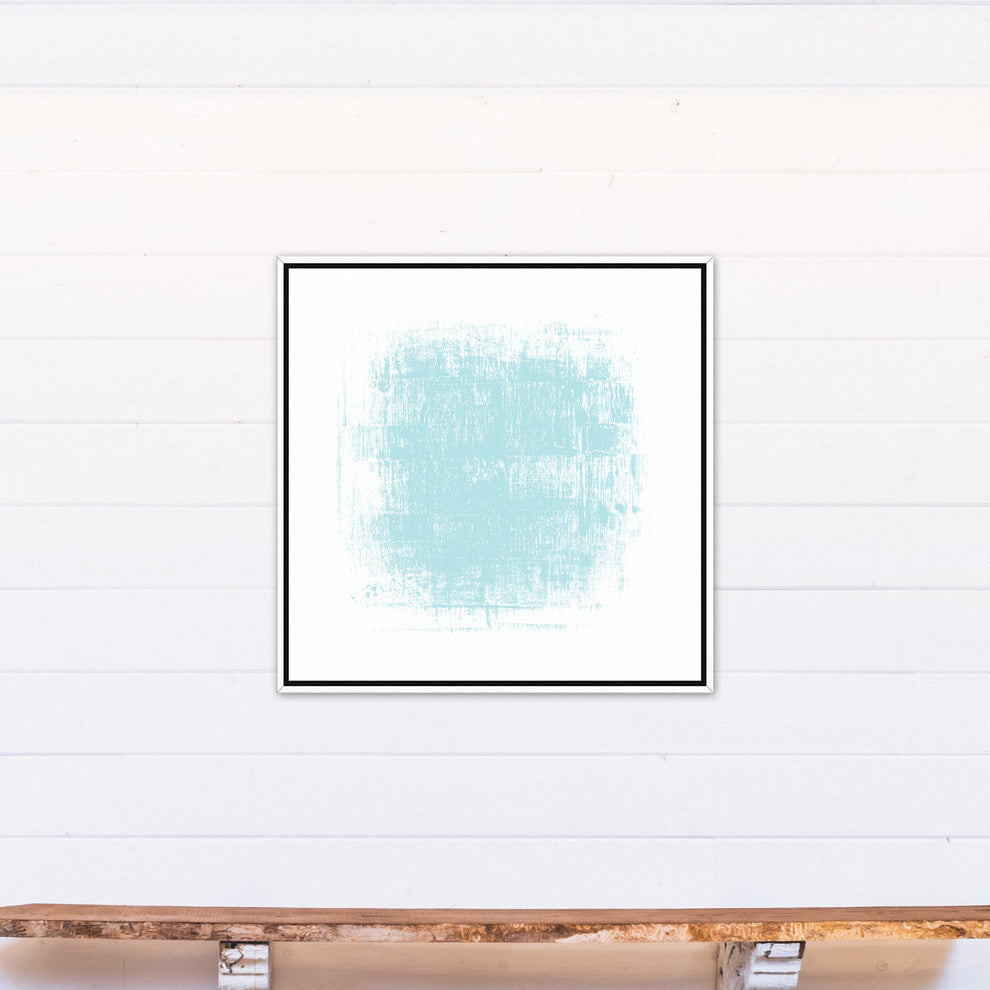 Blue Pastel Texture Blob 30x30 White Floating Framed Canvas