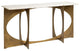 16" White and Gold Genuine Marble 4 Legs Console Table