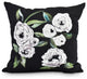 Radiant Rose Black Floral Print Decorative Outdoor Throw Pillow, 20"