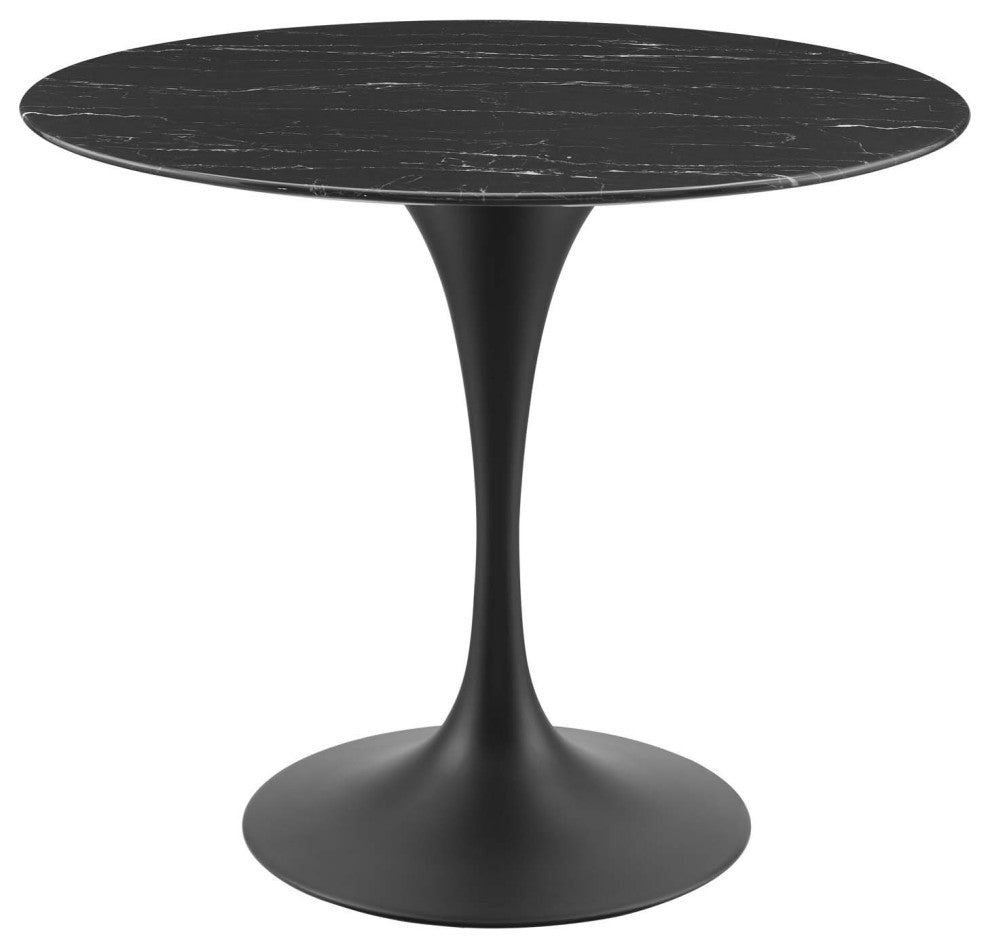 Lippa 36" Artificial Marble Dining Table, Black Black