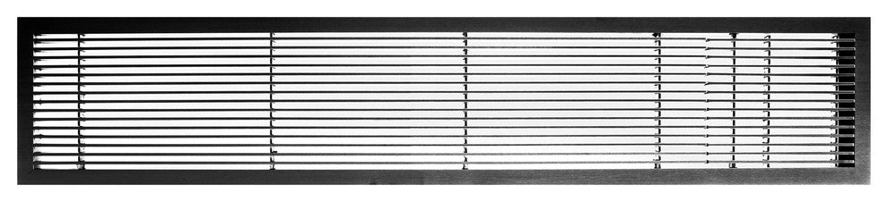 AG10 6"x48" Aluminum Fixed Bar Air Vent Grille With Door, Black-Gloss