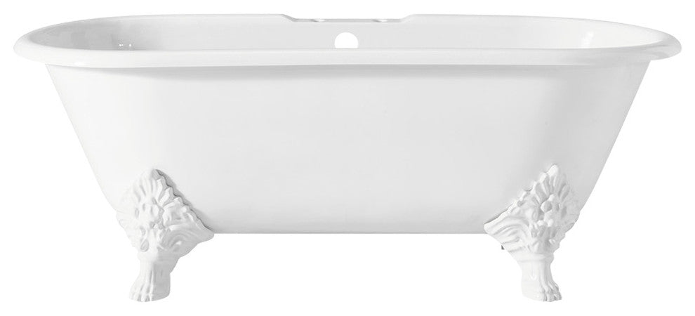 Cheviot Products Carlton Cast Iron Bathtub With Faucet Holes, White
