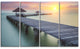 "Wooden Sea Bridge and Sunset" Seashore Canvas Photo Print, 4 Panels, 48"x28"