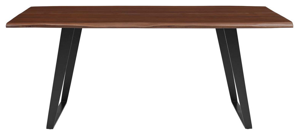 Viggo 74" Live Edge Acacia Wood Dining Table, Black Walnut