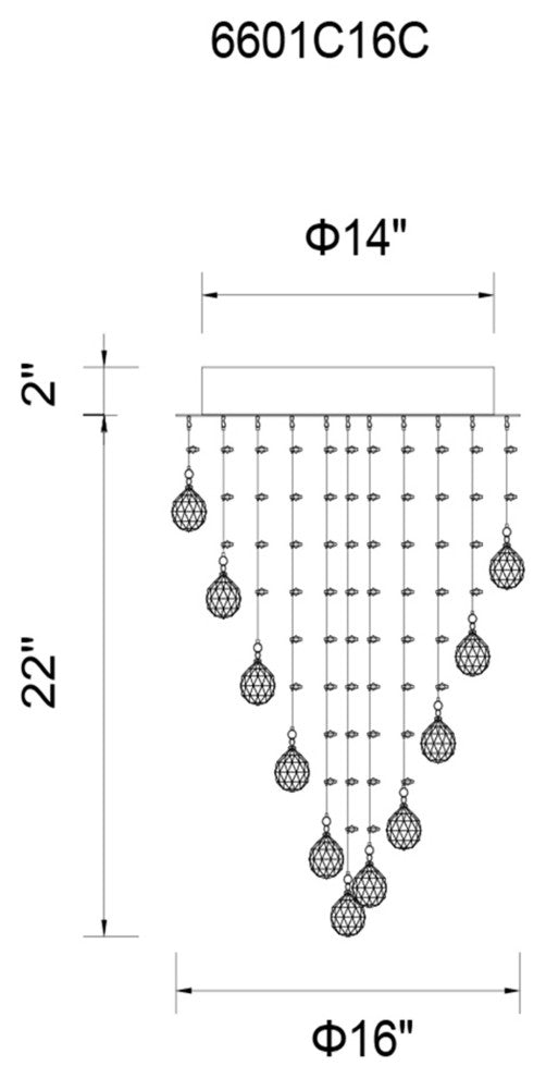 Rain Drop Flush Mount, 16 Inches