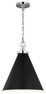 Wellfleet Medium Cone Pendant, Midnight Black and Polished Nickel