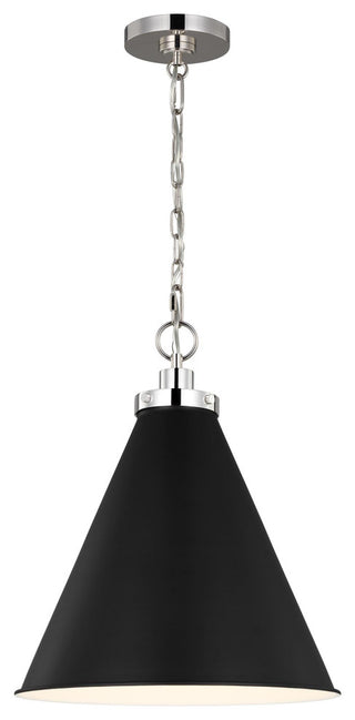 Wellfleet Medium Cone Pendant, Midnight Black and Polished Nickel
