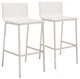 Set of Two Designer White Faux Leather and Steel Barstools