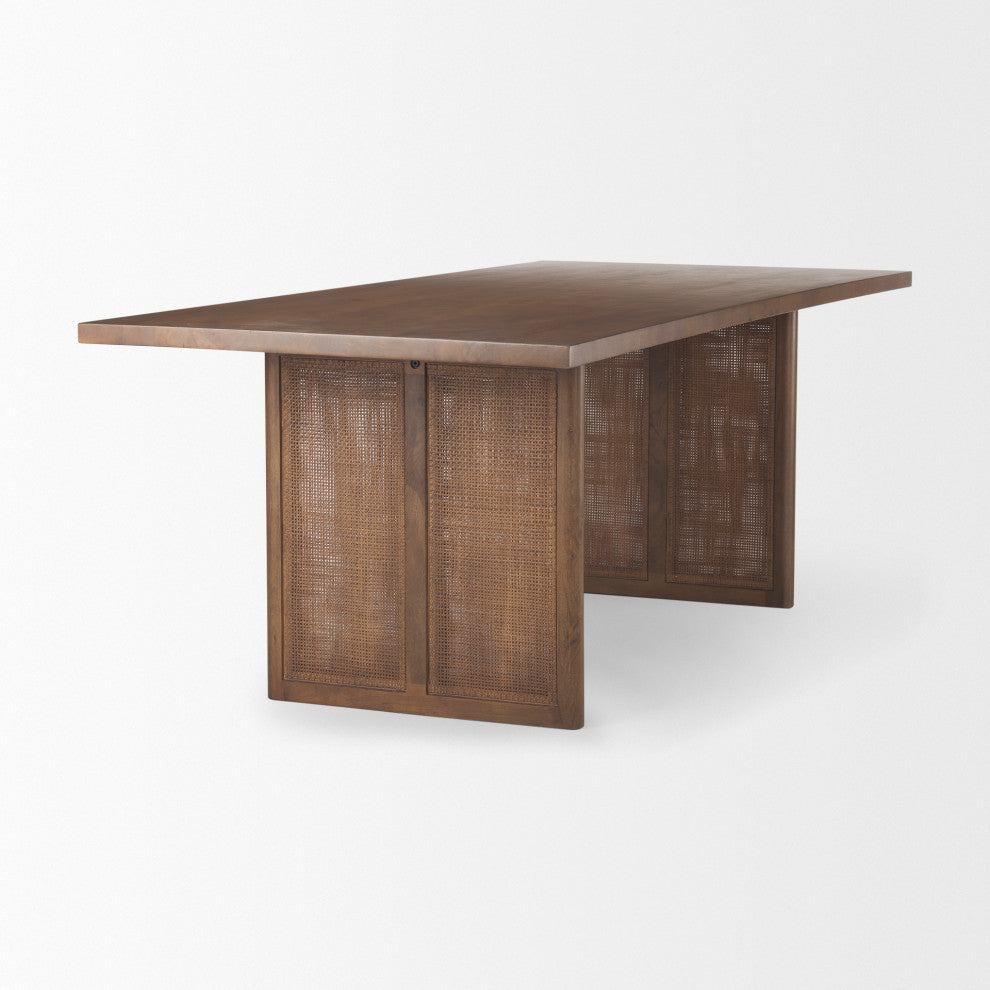 Grier 84L Medium Brown Wood With Cane Dining Table