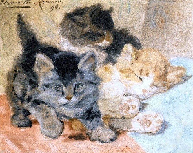 Henriette Ronner-Knip Three Kittens, 20"x25" Wall Decal