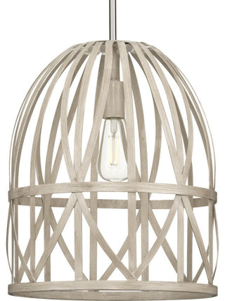 Chastain 1-Light Basket Pendant Light, Bleached Oak/Brushed Nickel