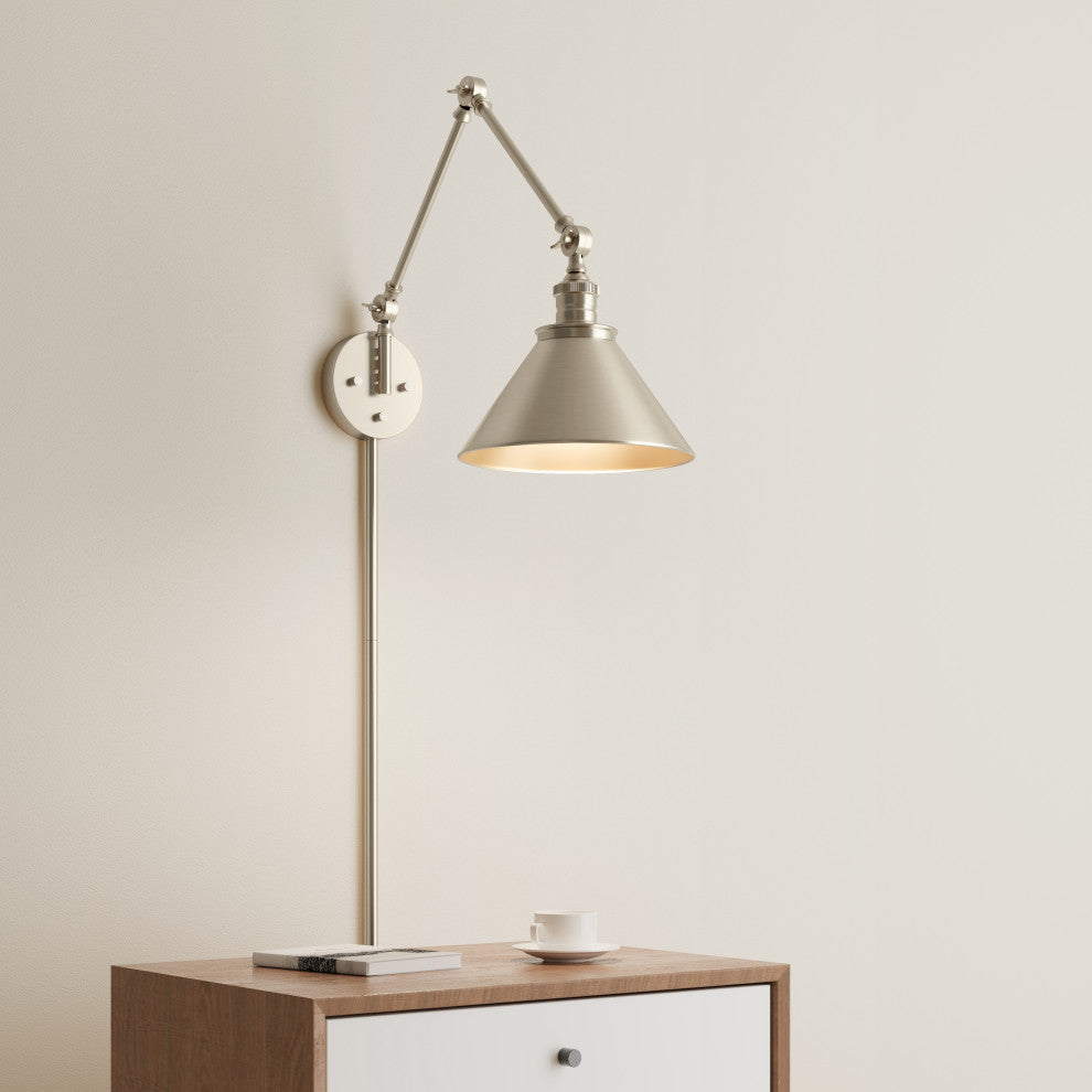 Edward 1 Light 10 in. Swing Arm Wall Lamp Plug In/Wall Mount