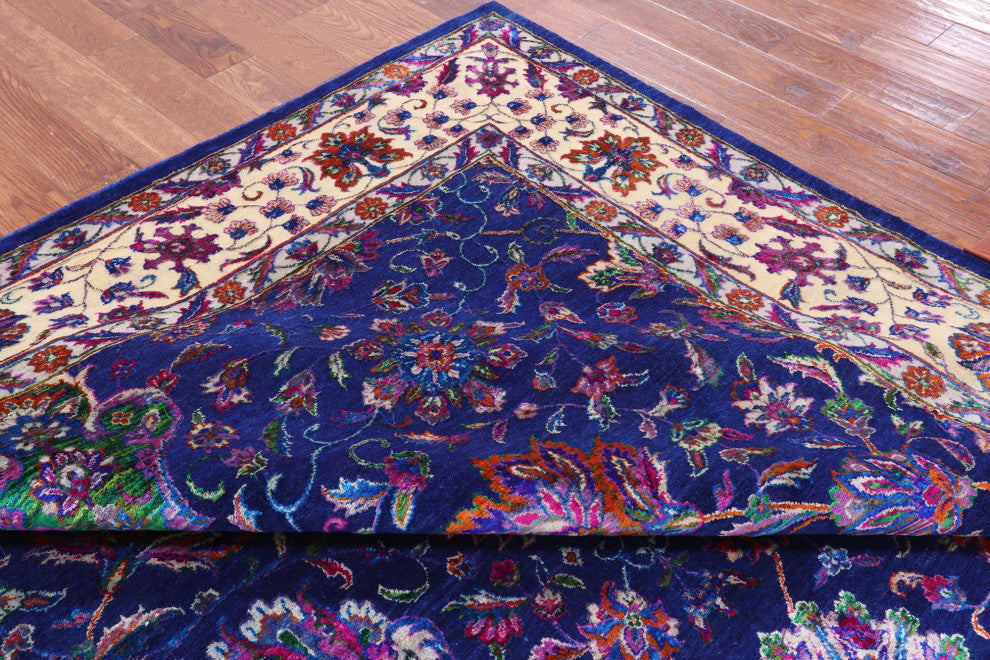 9' Square Hand Knotted Persian Wool & Silk Rug - Q13736