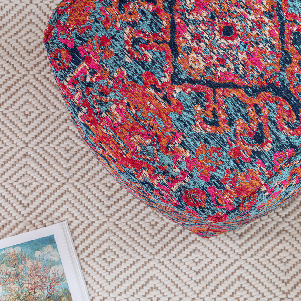 Tofino Red 20" x 20" x 20" Multicolor Pouf