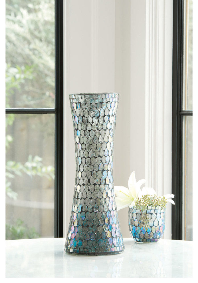 Pomeroy Ambia Vase, Aqua Shimmer Mosaic