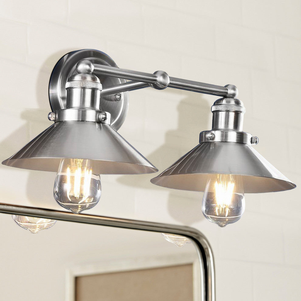 June Metal Shade Sconce, Nickel, 2-Light