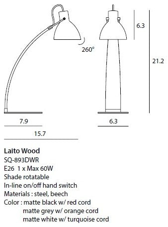 Laito Wood Table Lamp, White