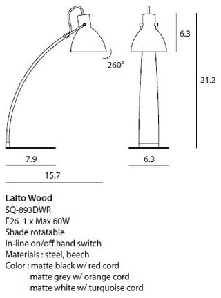 Laito Wood Table Lamp, White