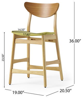 GDF Studio Molle Mid-Century Design Counter Stools, Green/Oak, Set of 2
