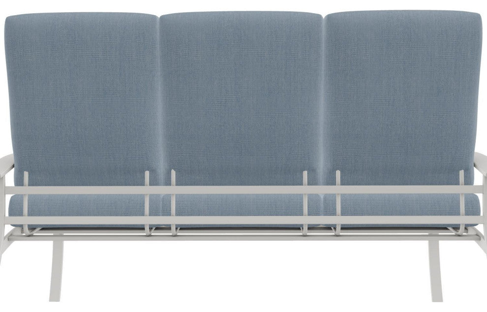 Belle Isle Cushion 3-Seat Outdoor Sofa, Canvas Haze/Snow