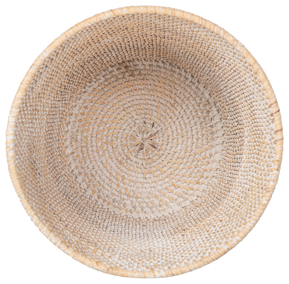 Loma Round Rattan Paper Waste Basket, Latte