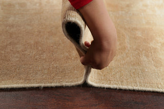 Consigned, Vintage-Style Faded Handmade Persian Wool Area Rug, Beige, 6x10