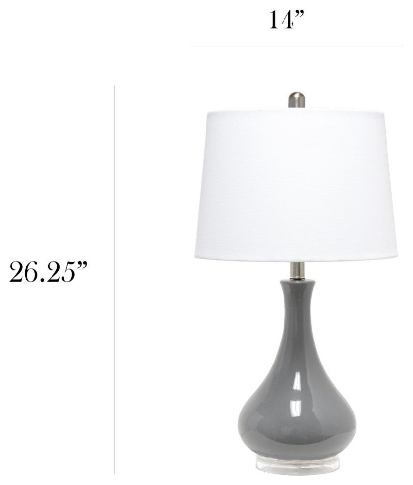 Lalia Home Droplet Table Lamp With Fabric Shade, Gray