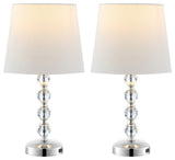 Safavieh Nola Table Lamp Set of 2 With USB Port Clear/Chrome