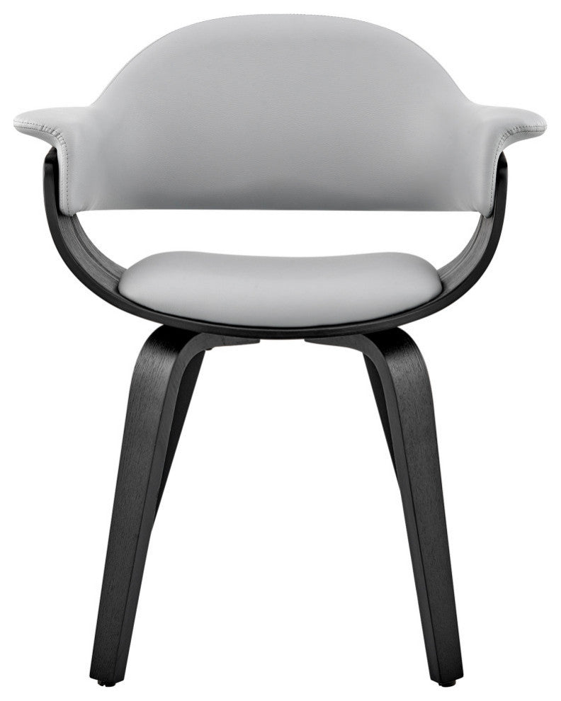 Adalyn Faux Leather and Wood Dining Room Accent Chair, Gray and Black