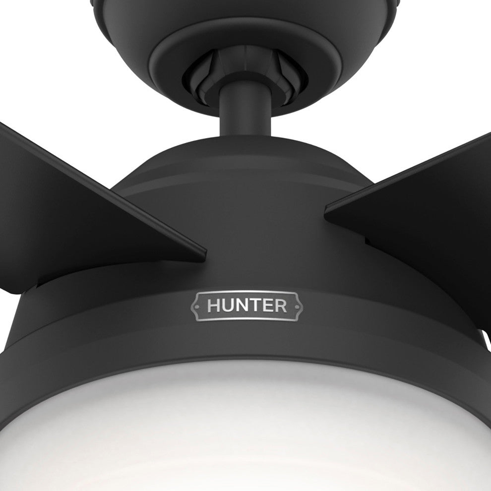 Hunter 52" Dempsey Matte Black Ceiling Fan, LED Kit, Remote